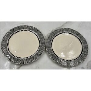 M Bagwell Mix & Match Dinner Plates Set of 2 Black White Scalloped 11 inch